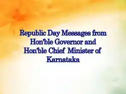 Republic Day Messages By Hon'ble Governor And Hon'ble Chief Minister Of Karnataka